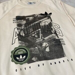 Adidas Originals Sweatshirt Mens Medium Cream City of Angels Graphic Trefoil